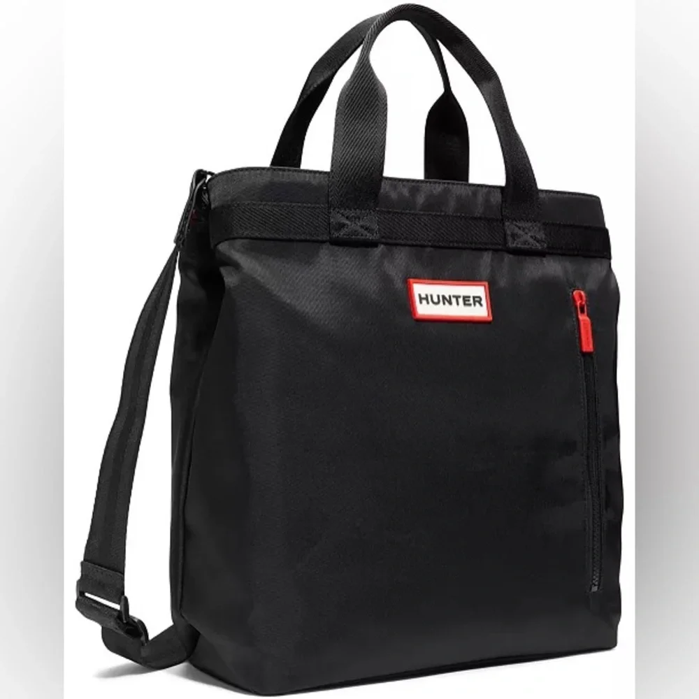 NWT Hunter Black Textile Padded Hybrid Backpack Tote Adjustable Strap